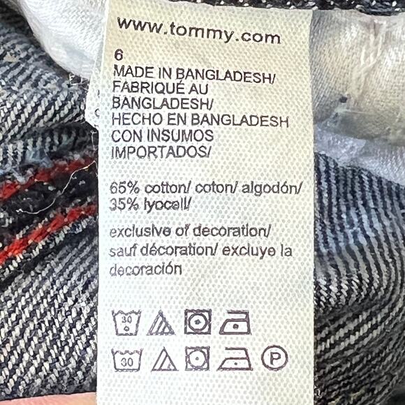 Tommy Hilfiger Jeans Overalls Women's Bibs Carpenter Denim Y2K Logo Strap Size 6 - Picture 13 of 16